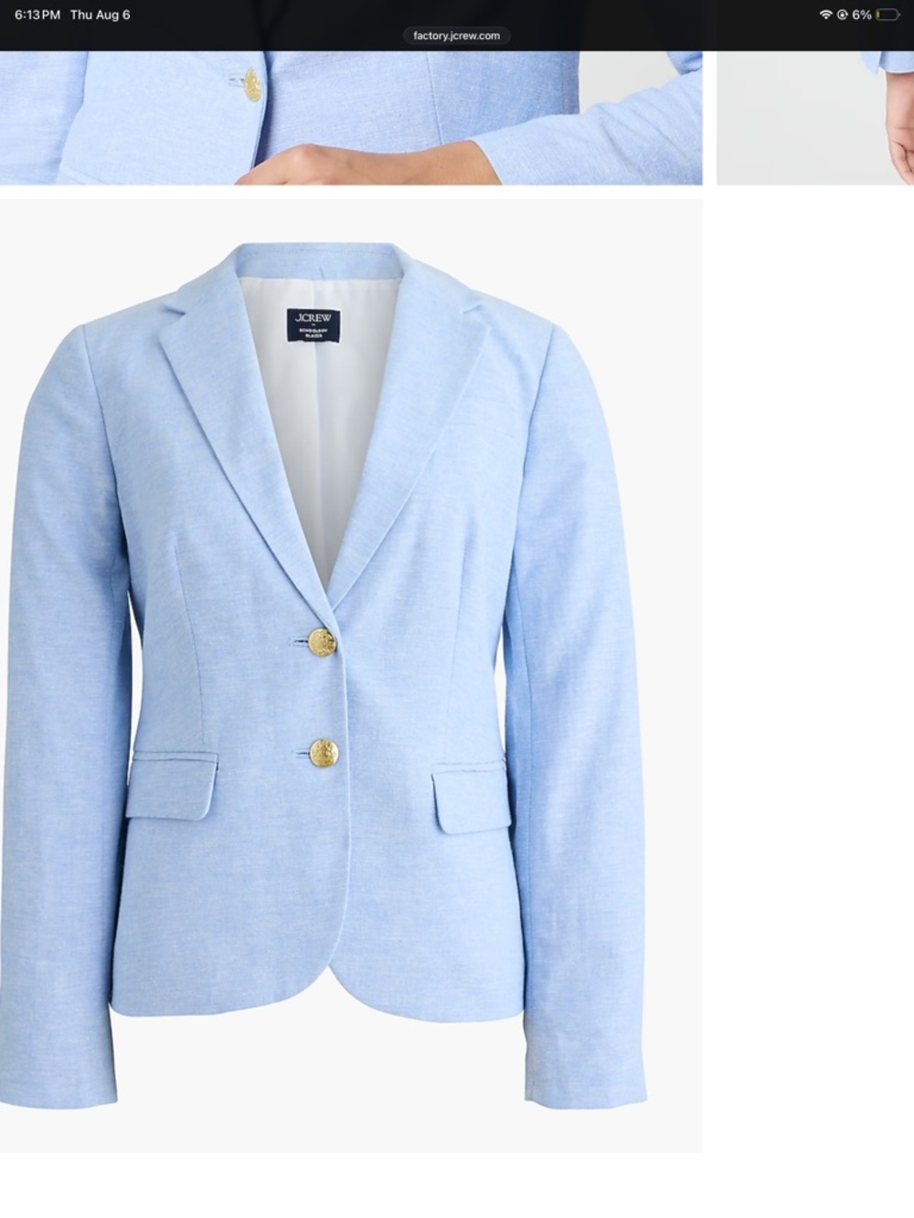 J.Crew Light Blue Schoolboy Blazer with White Lining NWT